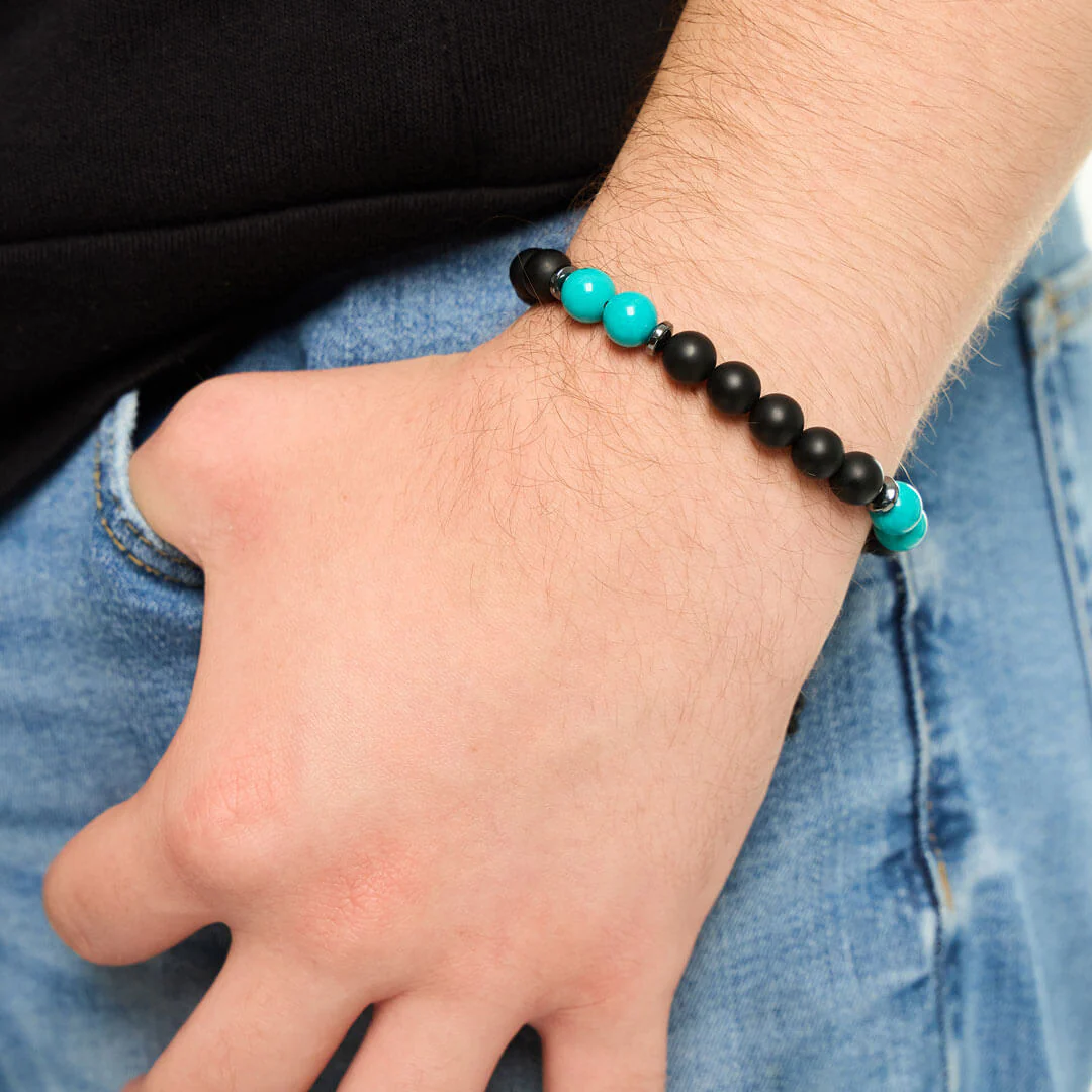 5 & 2 Teal/Black Adult Bracelet - Image 4